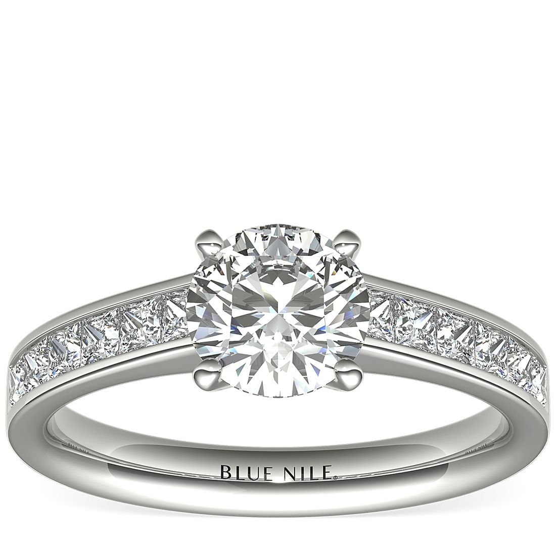 14K White Gold Princess Channel Set 1.75 ct Diamond Engagement Wedding Ring 